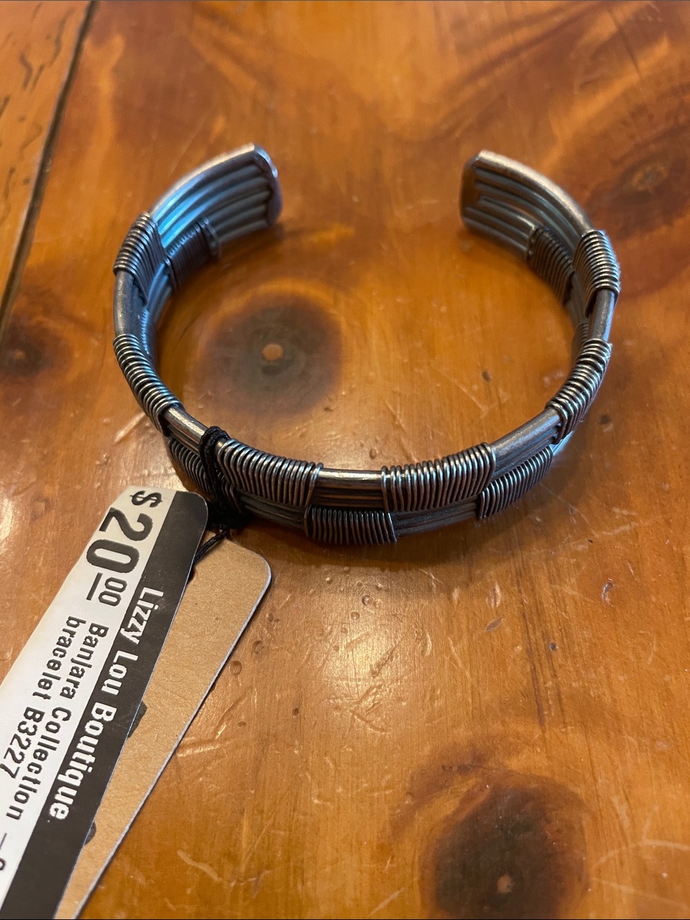 Anju Gunmetal Wire-Wrapped Cuff Bracelet